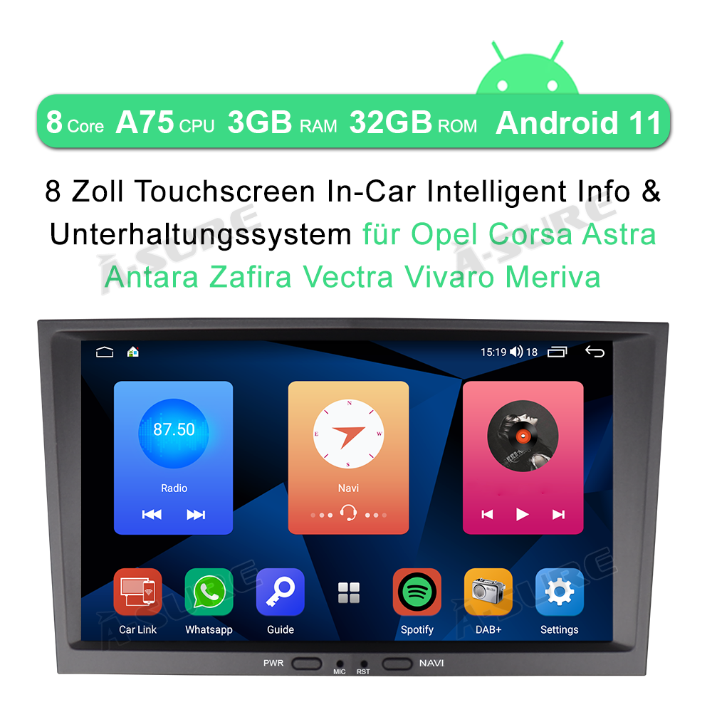 A-Sure GPS car radios 8 Zoll 3+32GB Autoradio Corsa Astra Zafira