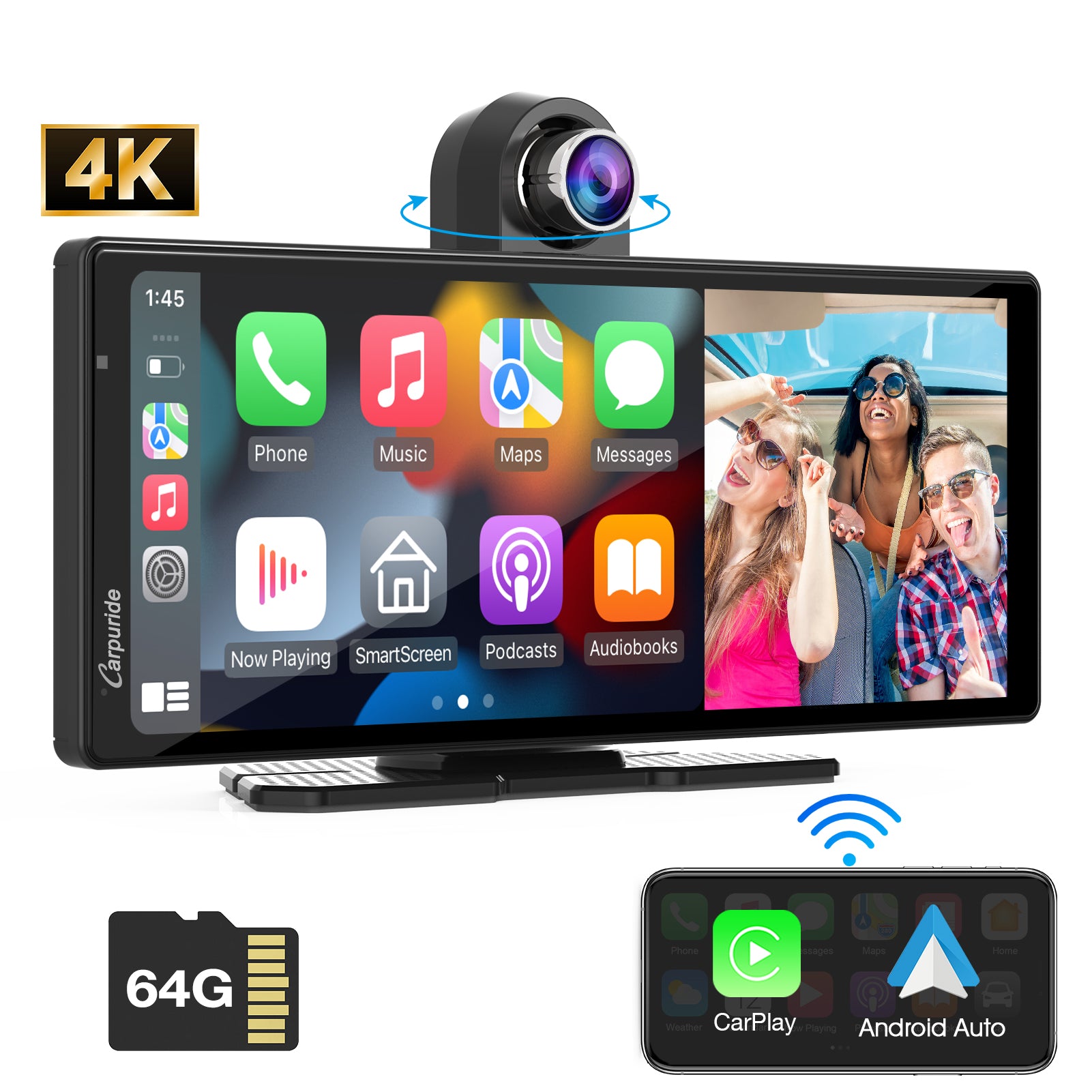 Carpuride W903 CarPlay-Display 9,3 Zoll mit Frontkamera DVR