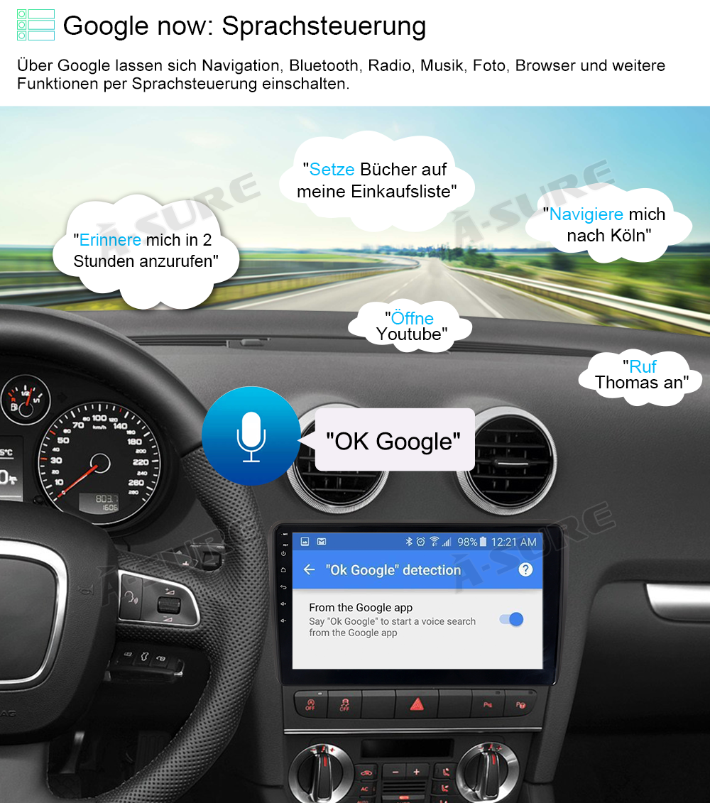 A-Sure GPS car radios Autoradio für Audi A3 S3 RS3 9 Zoll 3+32GB