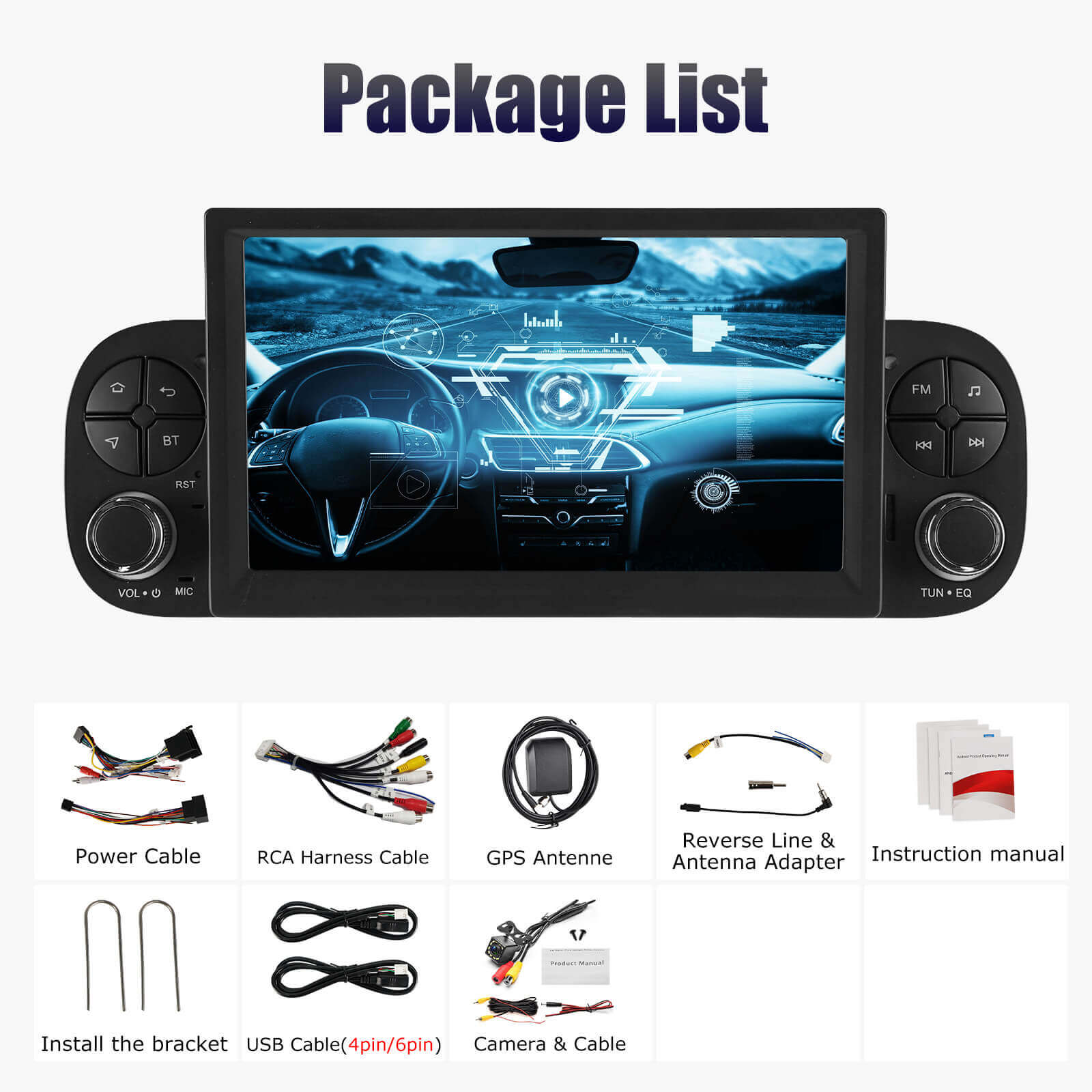 ESSGOO Car Stereo AR7001 Autoradio 7 Zoll Fiat Panda
