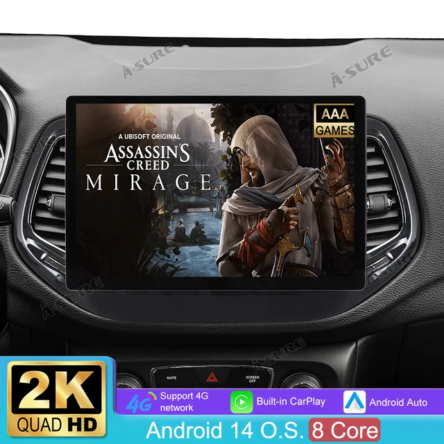 A-Sure GPS 13,1 Zoll Autoradio für Jeep Compass 4+64GB 2K
