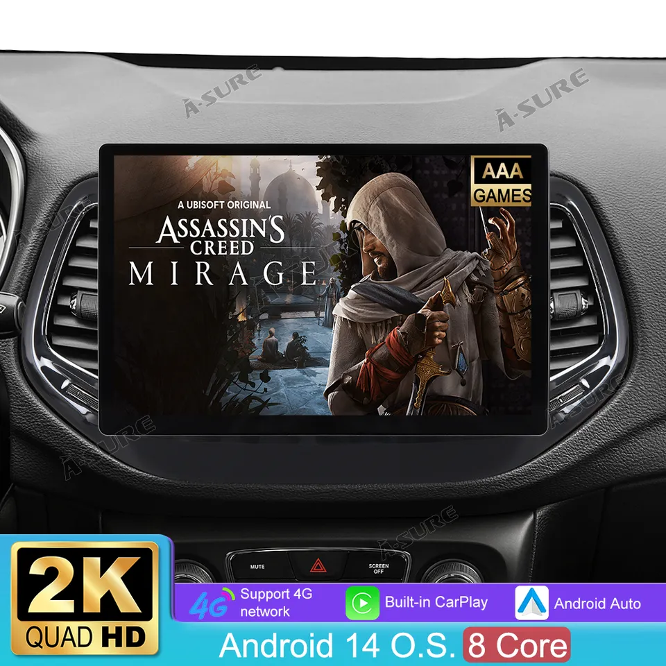 A-Sure GPS 13,1 Zoll Autoradio für Jeep Compass 4+64GB 2K