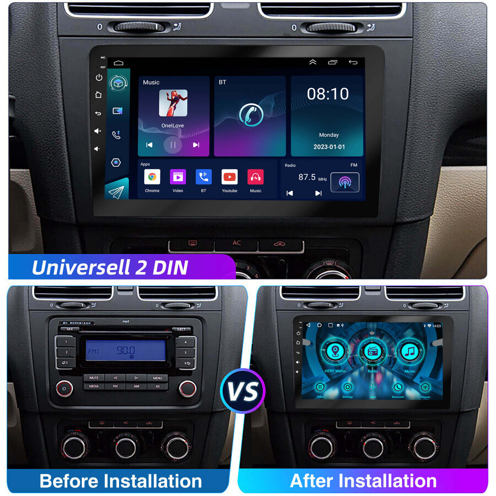 ESSGOO Car Stereo AR1001 MP5 Autoradio 10 Zoll Android 15 IPS