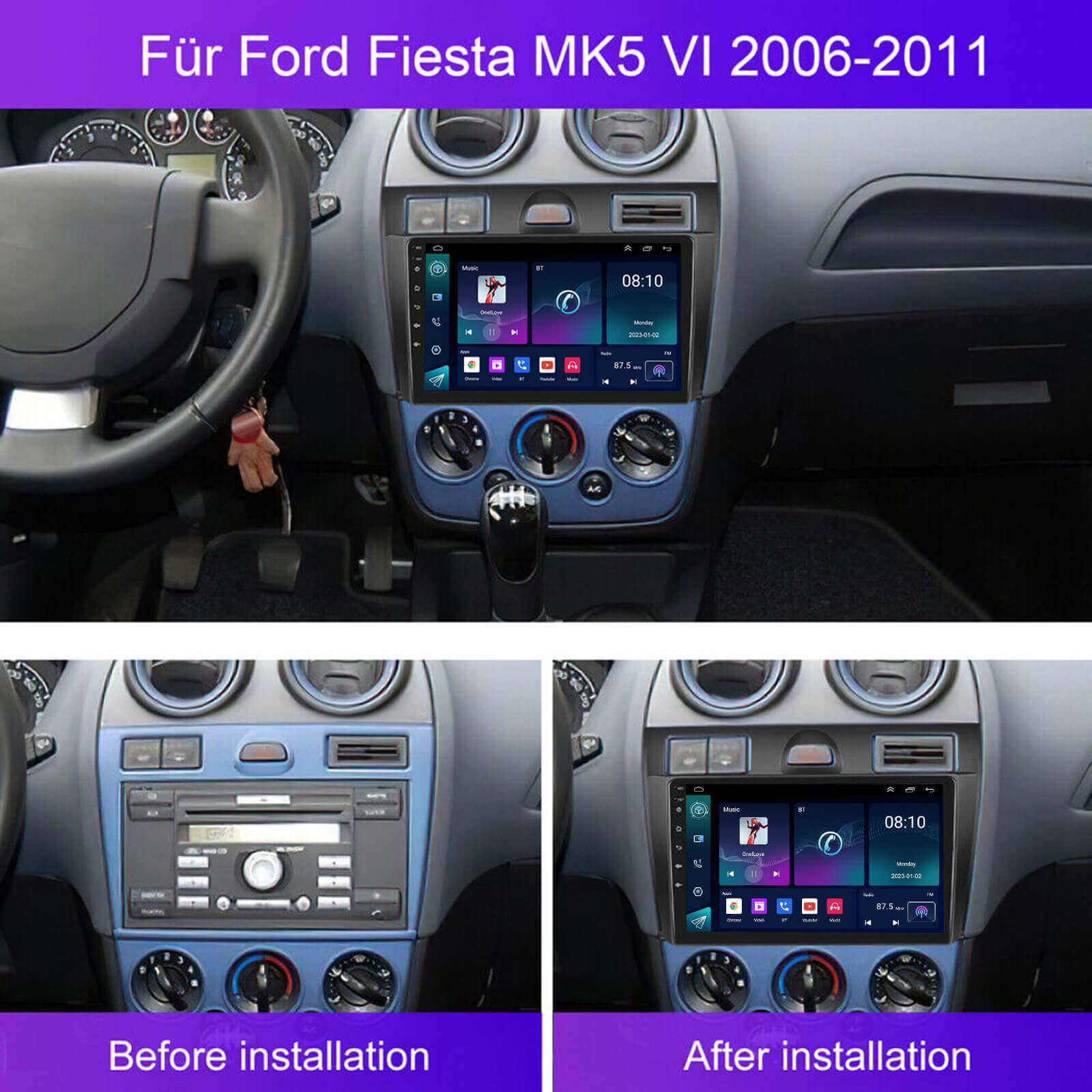 ESSGOO Car Stereo Autoradio 9 Zoll für Ford Fiesta
