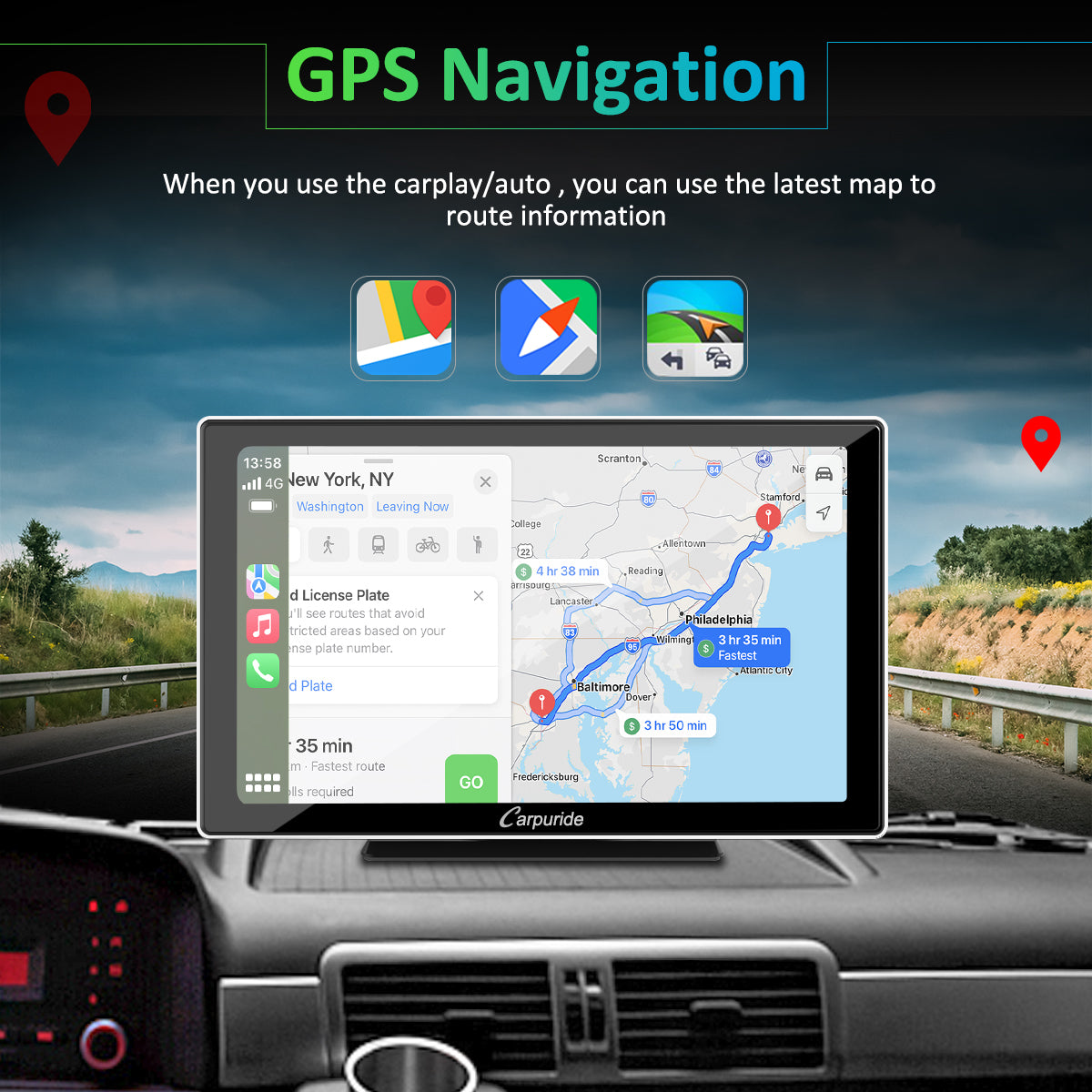 Carpuride 9 Zoll Auto Display CarPlay mit Kamera