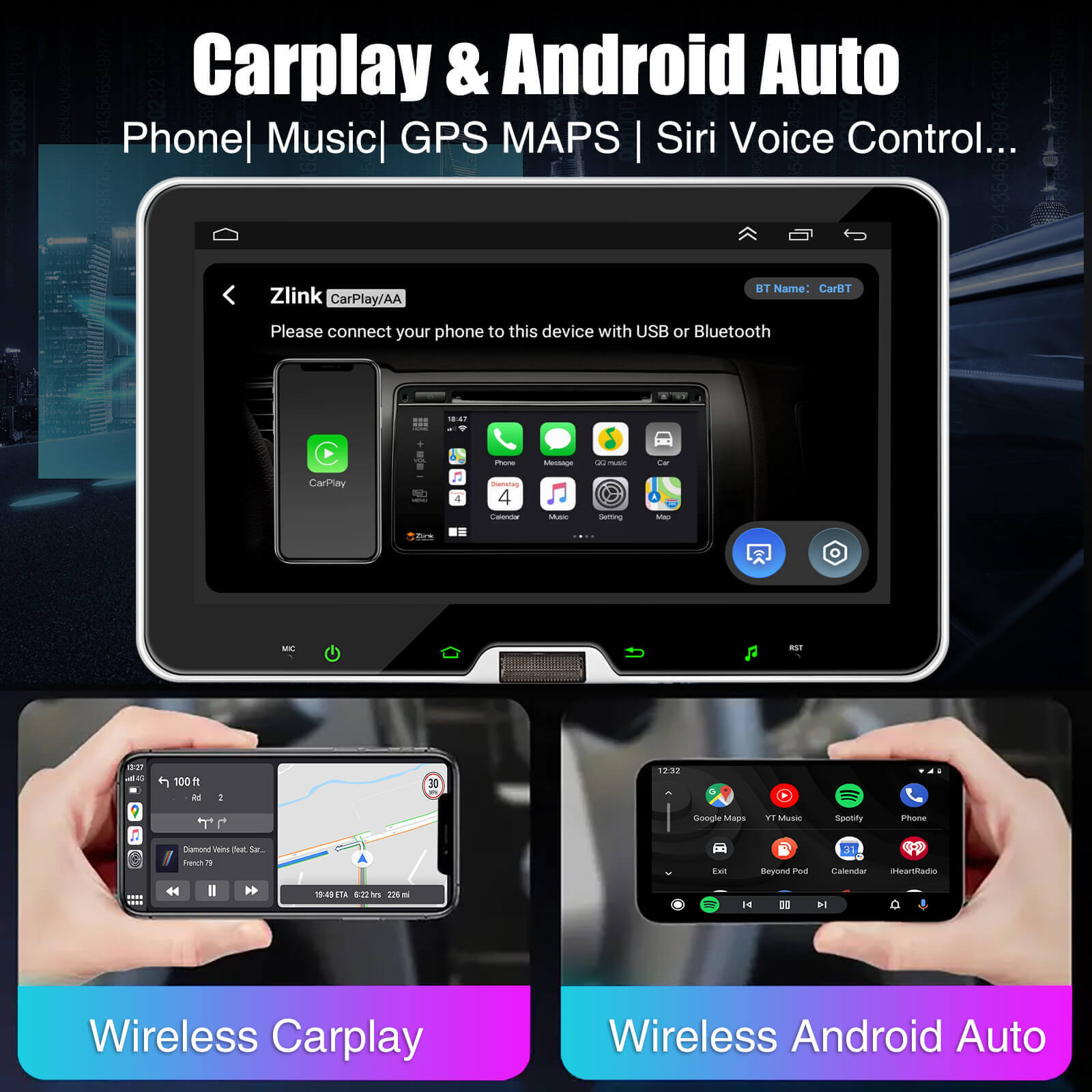 ESSGOO AR1001 Single DIN Autoradio MP5 Player Display