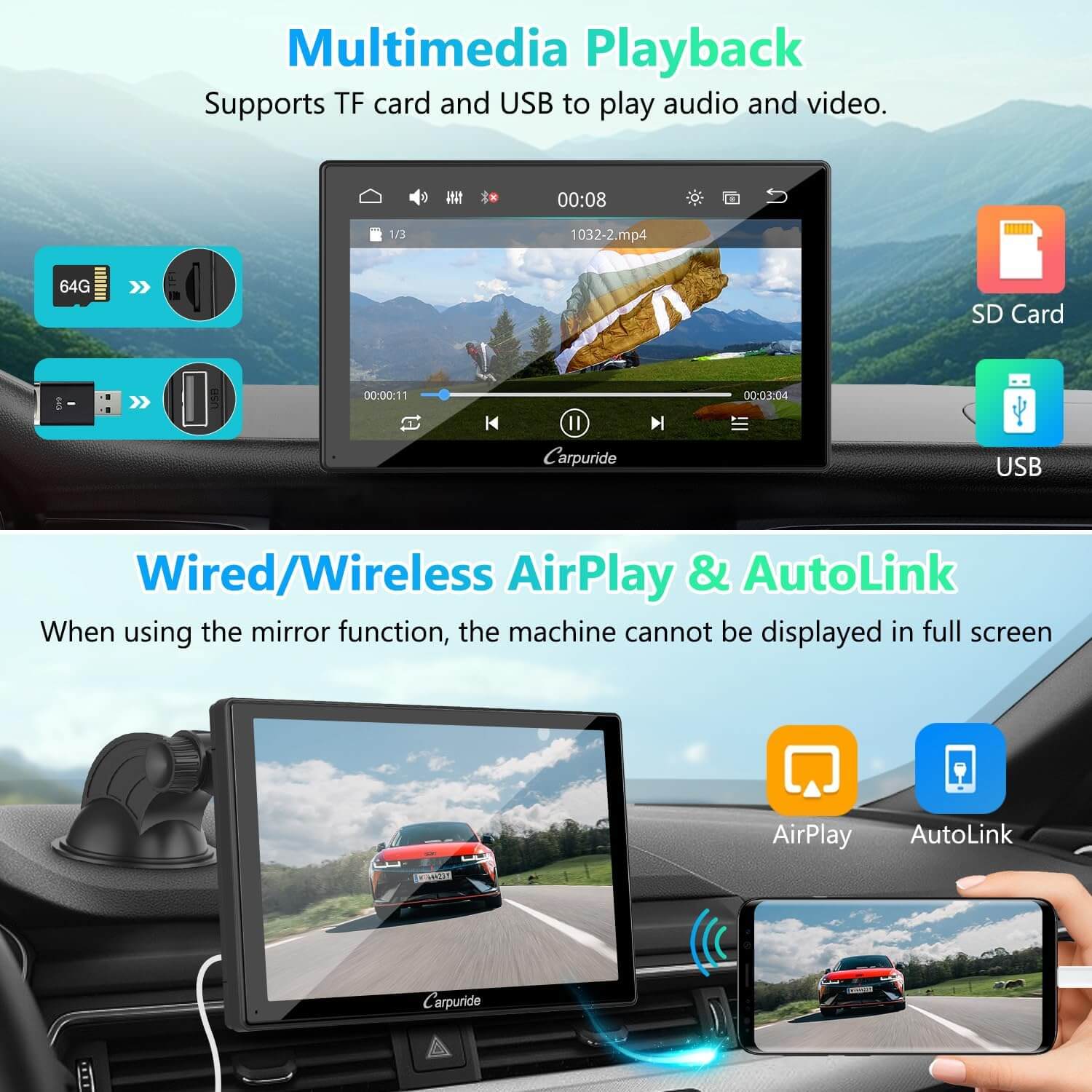 Carpuride V9 Autoradio 9 Zoll CarPlay Android Auto