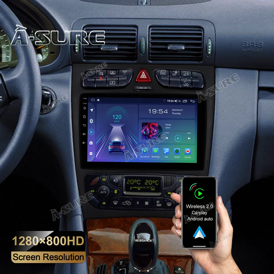 A-Sure GPS car radios Mercedes W203 Autoradio 9 Zoll 2+32GB