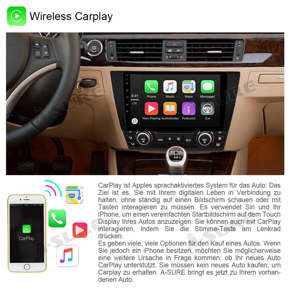 A-Sure GPS Autoradio BMW E90 E91 9 Zoll 2+32GB Android 12