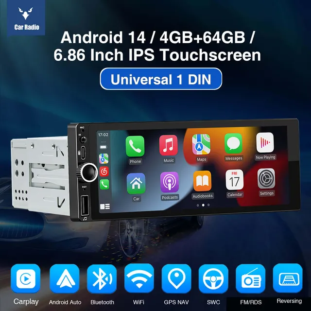 ESSGOO Car Stereo TS0002 6,86 Zoll 1-DIN Autoradio DAB