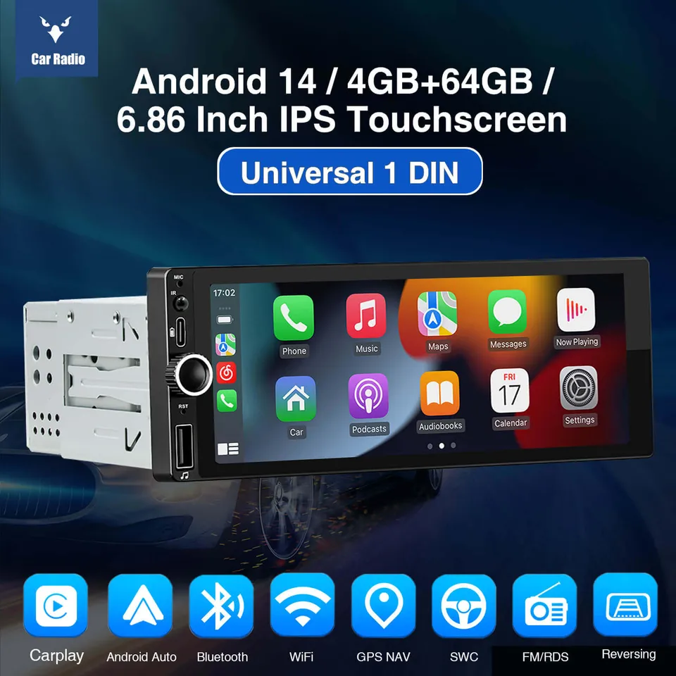 ESSGOO Car Stereo TS0002 6,86 Zoll 1-DIN Autoradio DAB