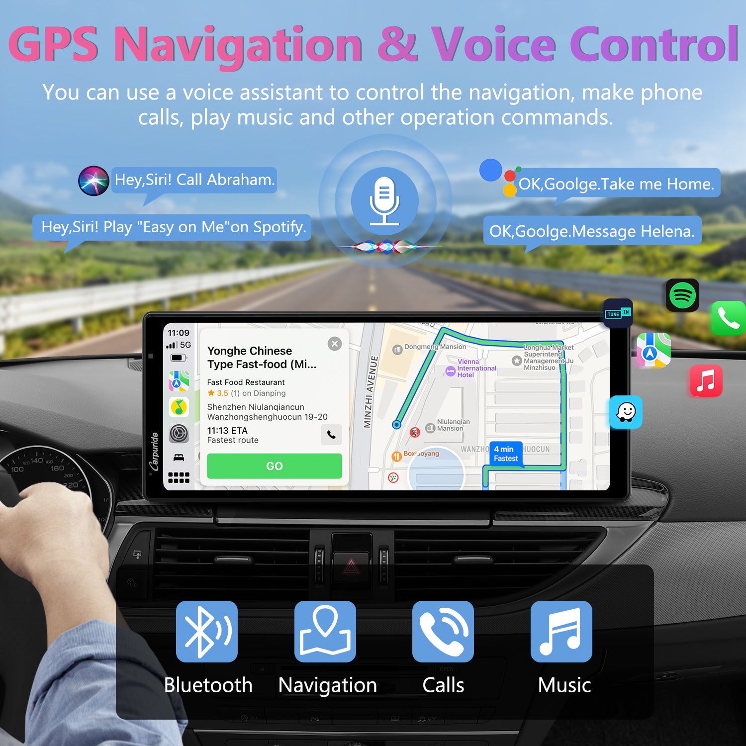 Carpuride W903 CarPlay-Display 9,3 Zoll mit Frontkamera DVR
