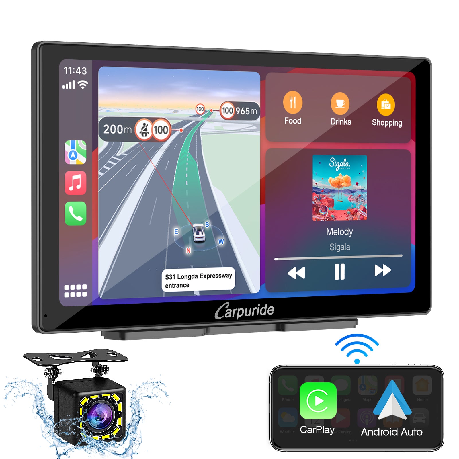 Carpuride Car Smart Stereo C98 Display 9 Zoll mit Rückfahrkamera