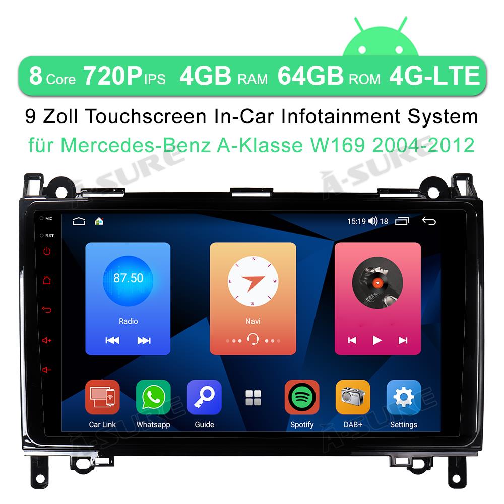 A-Sure Mercedes A B Klasse W169 W245 Autoradio Android 10