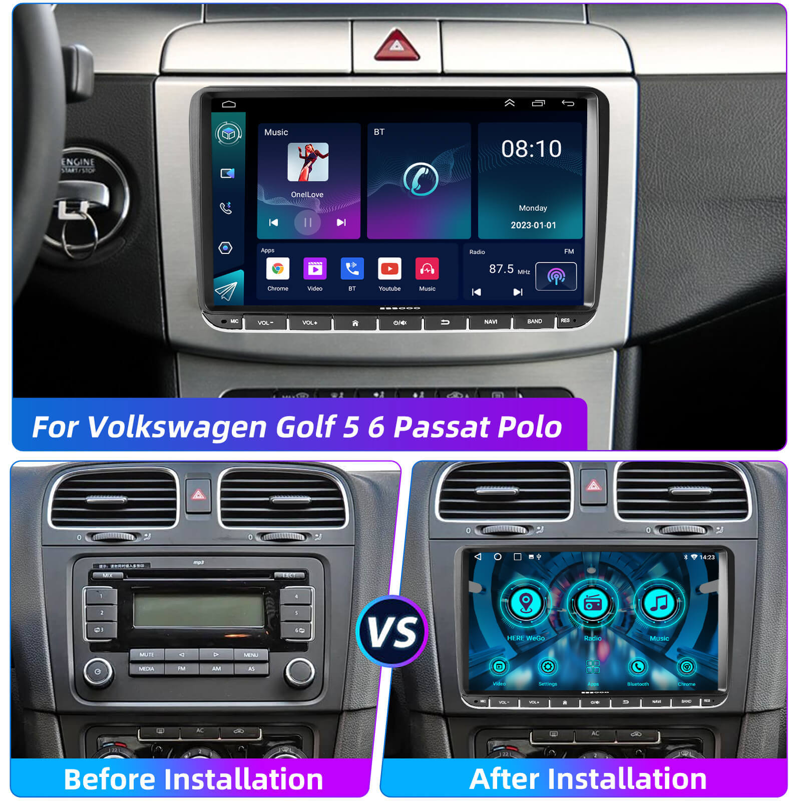 ESSGOO Car Stereo AR9002 Autoradio 9 Zoll für VW