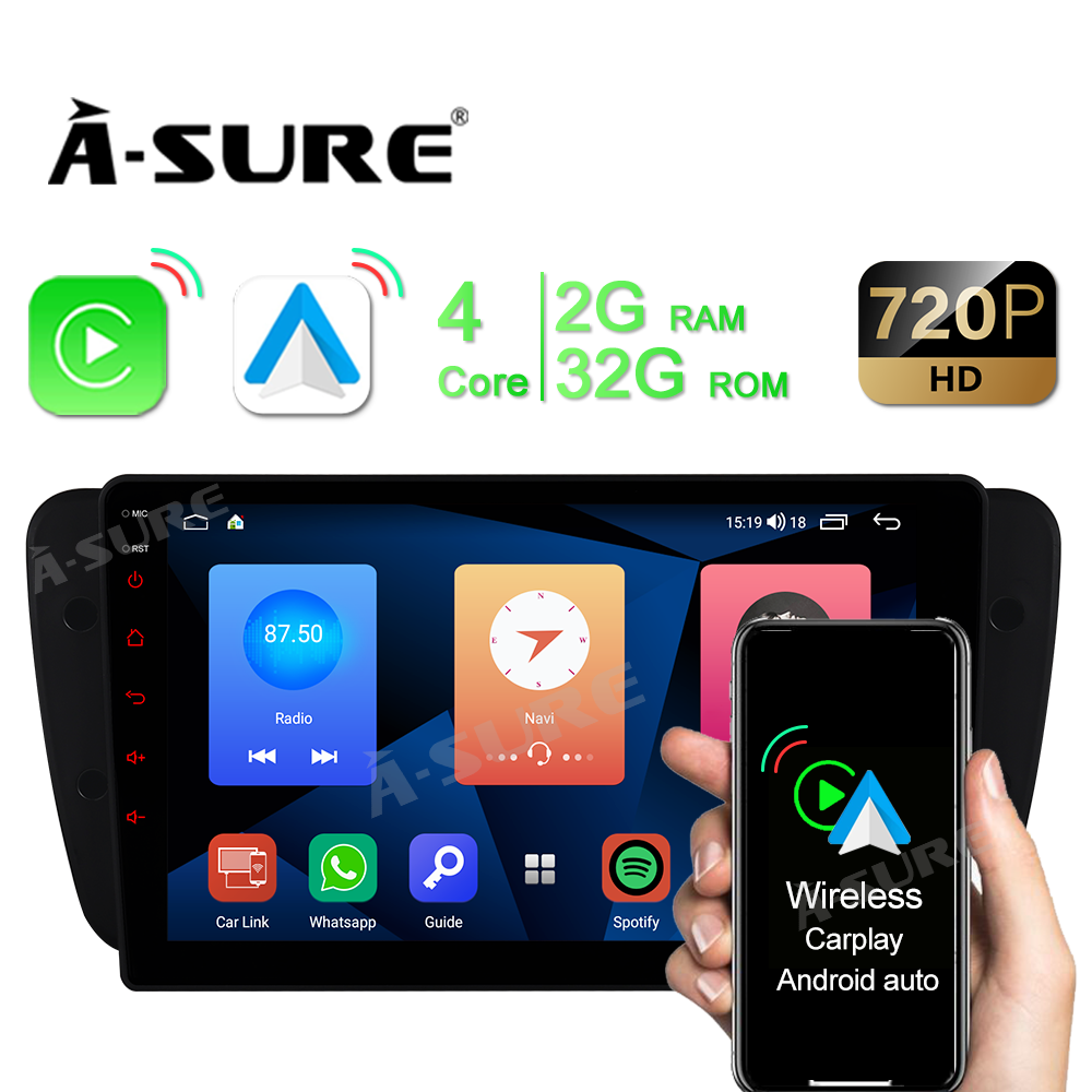 A-Sure GPS car radios SEAT Ibiza 6J Autoradio 9 Zoll 2+32GB CarPlay