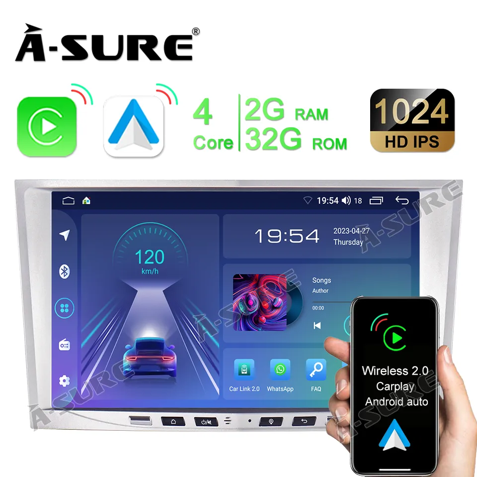 A-Sure Opel 8 Zoll Autoradio 2GB+32GB Android 12 CarPlay Navi
