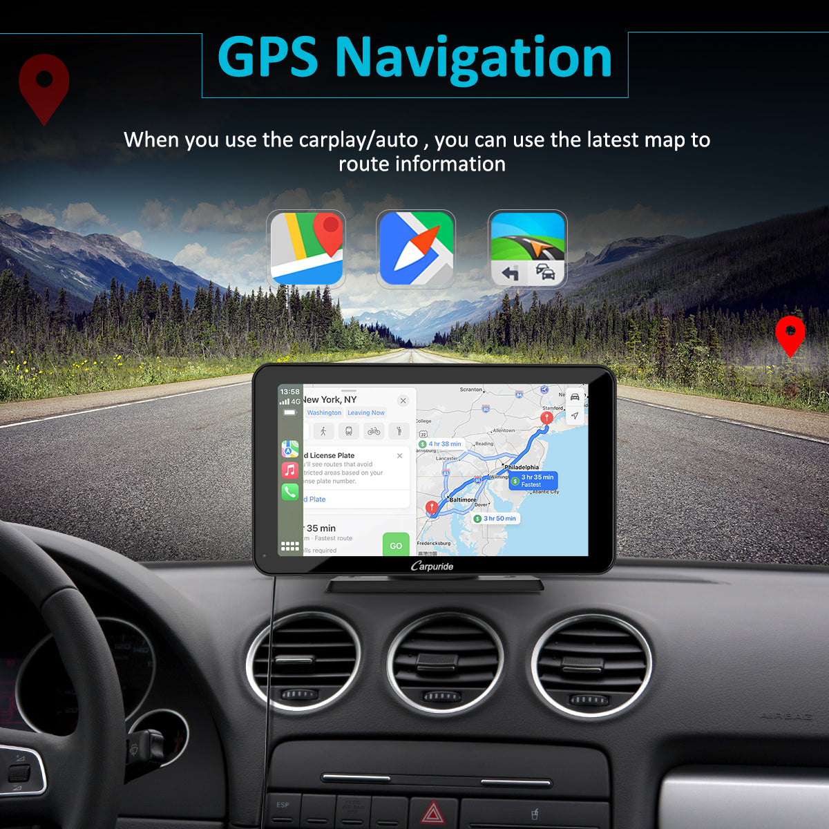 Carpuride Car Smart Stereo Display 7 Zoll CarPlay mit Rückfahrkamera