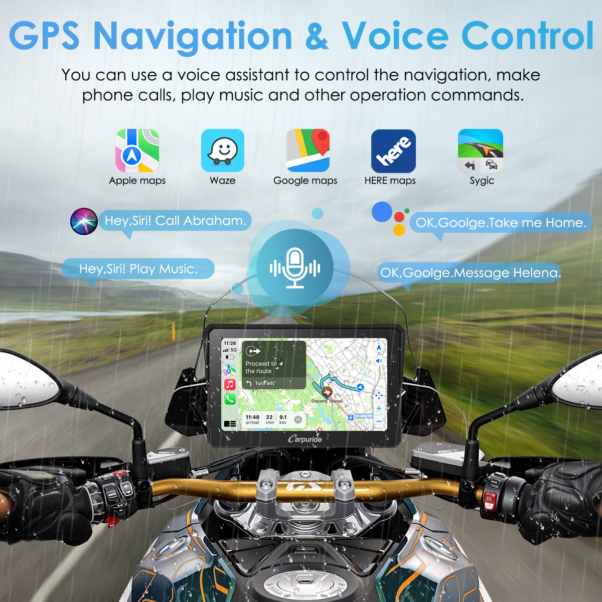 Carpuride W702B Pro Motorrad Display 7 Zoll IP67