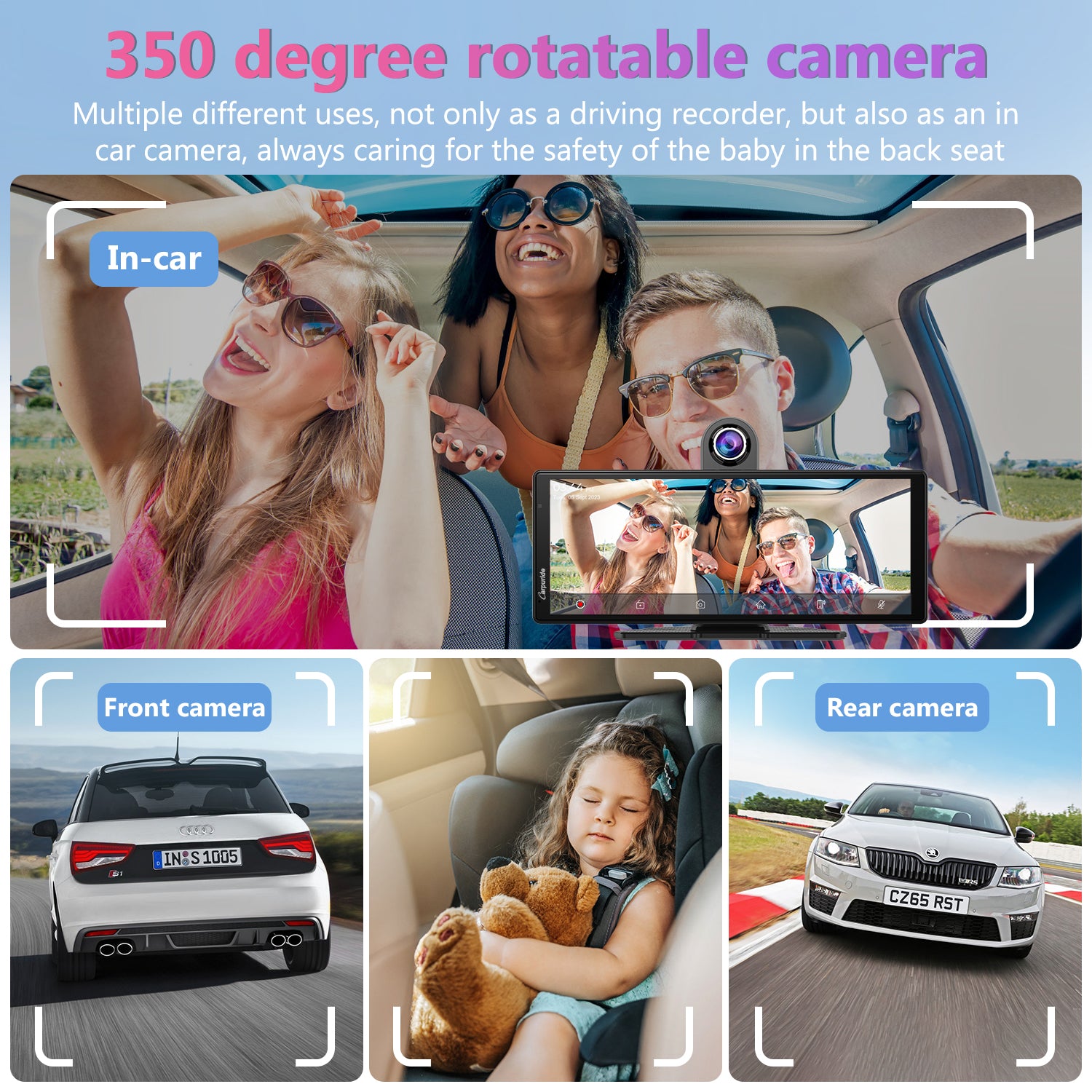 Carpuride W903 9,3 Zoll CarPlay Display Dual Dashcam DVR FM AUX