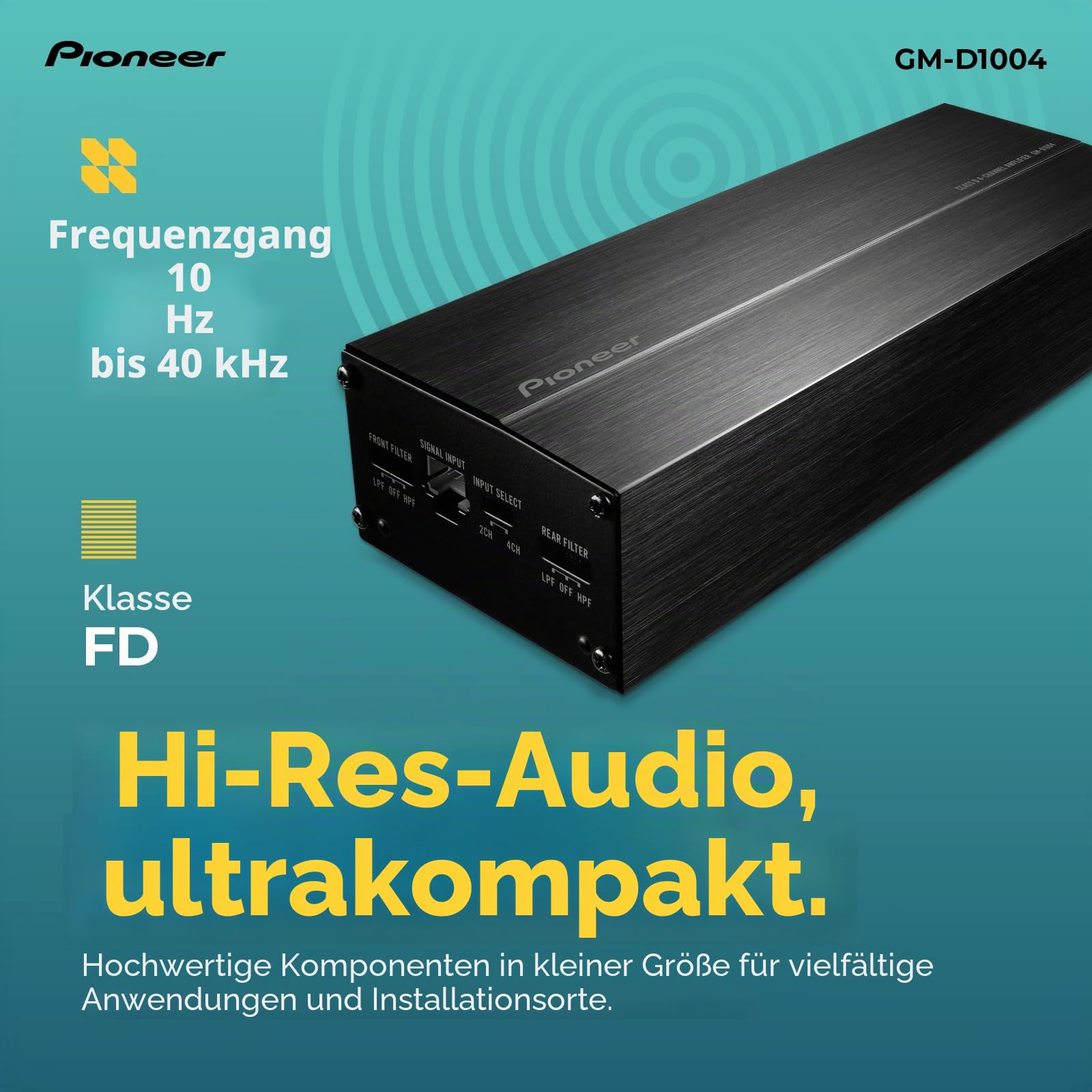 Pioneer GM-D1004 4-Kanal Endstufe Class-D 400W Kompakt