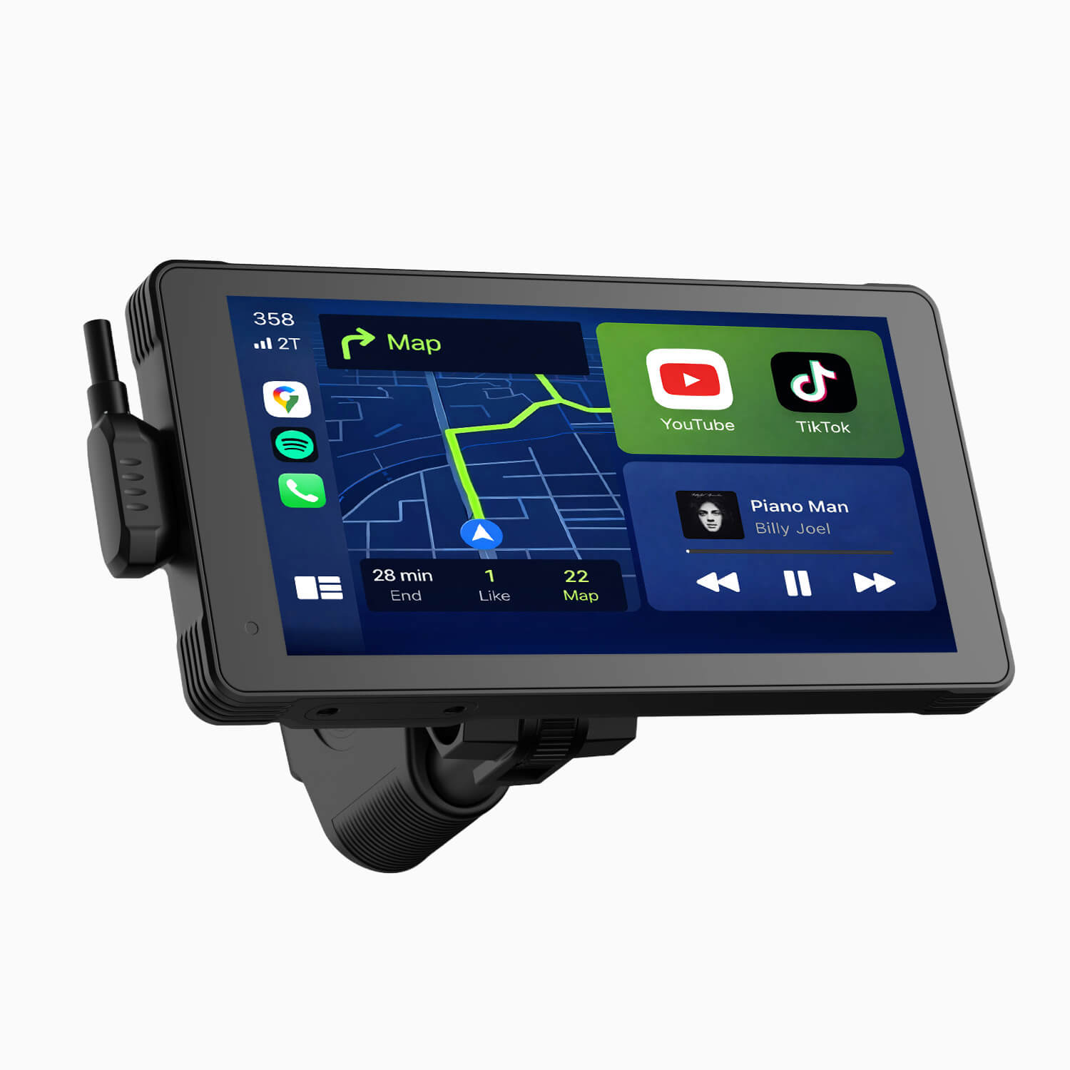 LAMTTO RC12 5,5" CarPlay-Display Motorrad mit 2K+1080P Dashcam