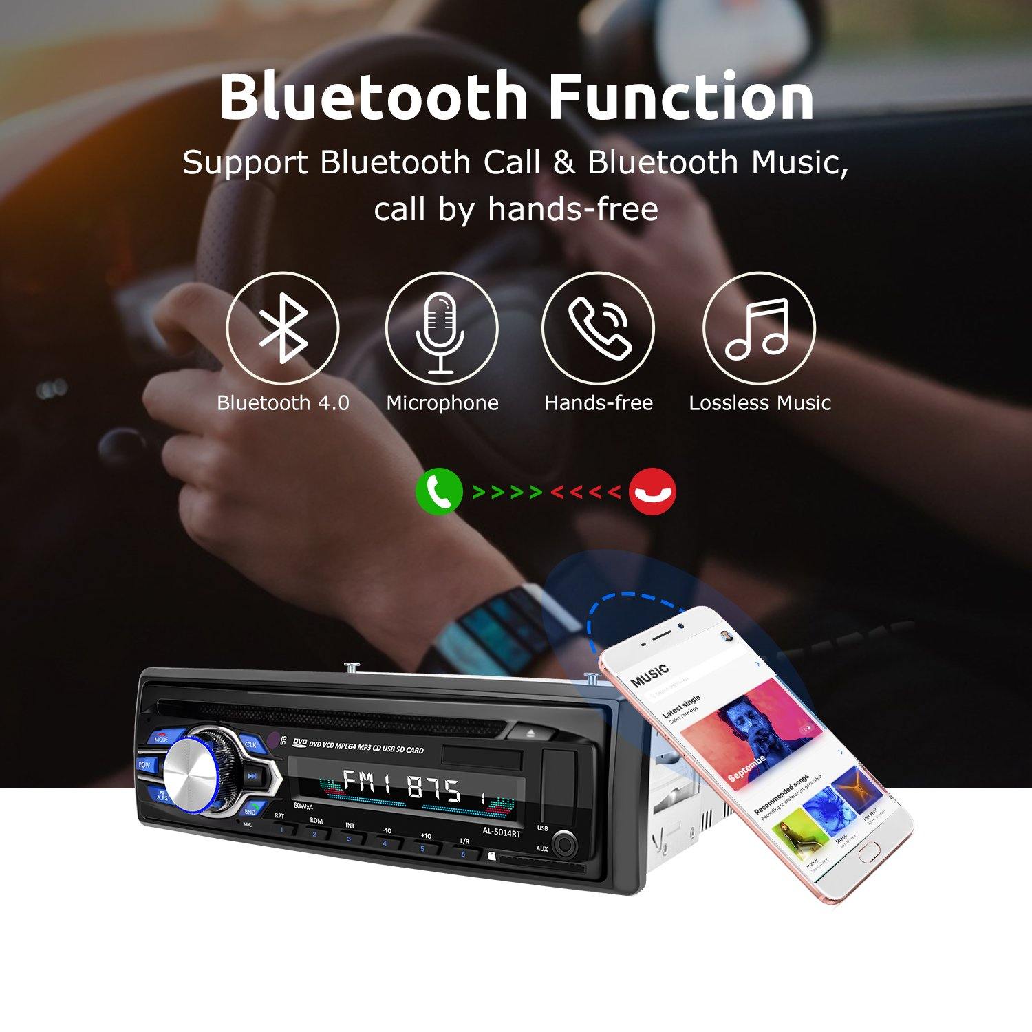ESSGOO Car Stereo TS0005 1-DIN Autoradio mit DVD CD