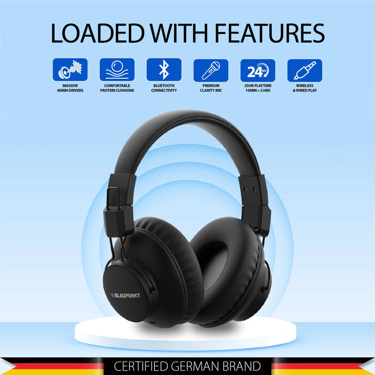 BLAUPUNKT BH41 Kopfhörer Bluetooth Over-Ear Schwarz