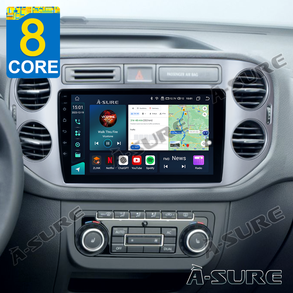 A-Sure GPS 4+64GB Autoradio VW Tiguan Golf Plus CarPlay DAB+
