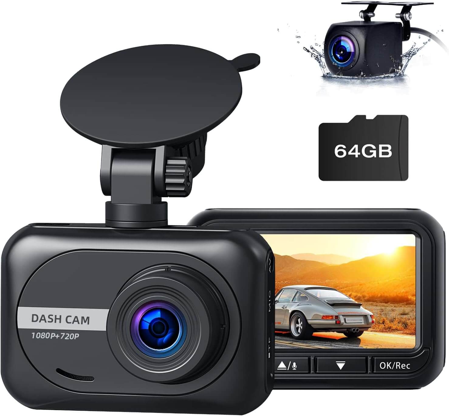 LAMTTO DC07 Dashcam vorne hinten 1080P mit SD-Karte