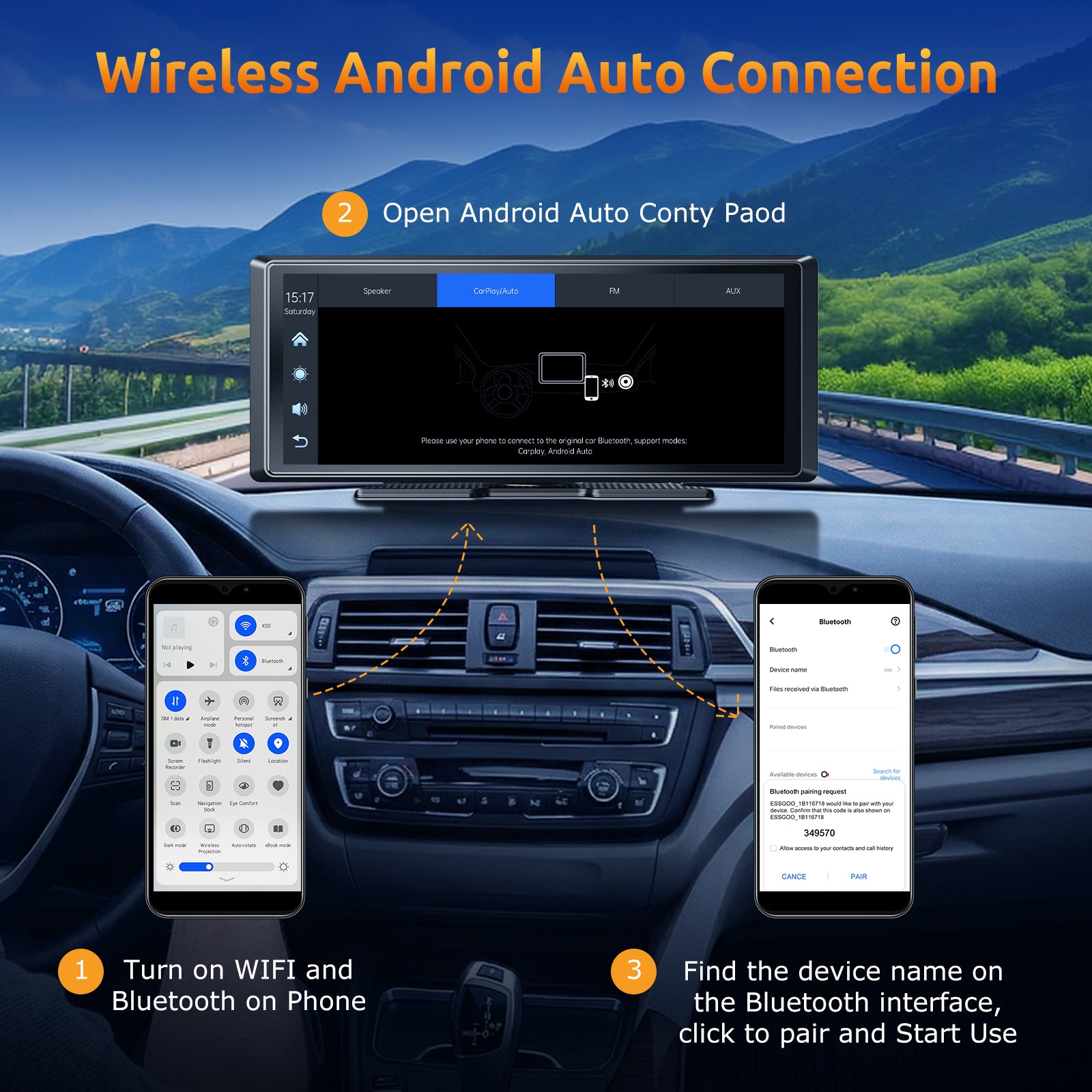 ESSGOO Dash Cam CarPlay E42 CarPlay-Display 8,1 Zoll 4K