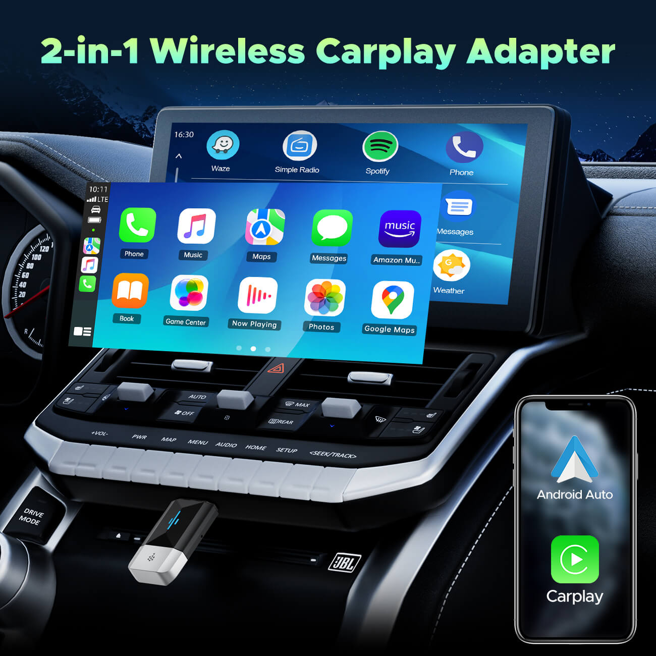 LAMTTO Adapter RC22 Wireless CarPlay 2-in-1 1er Pack