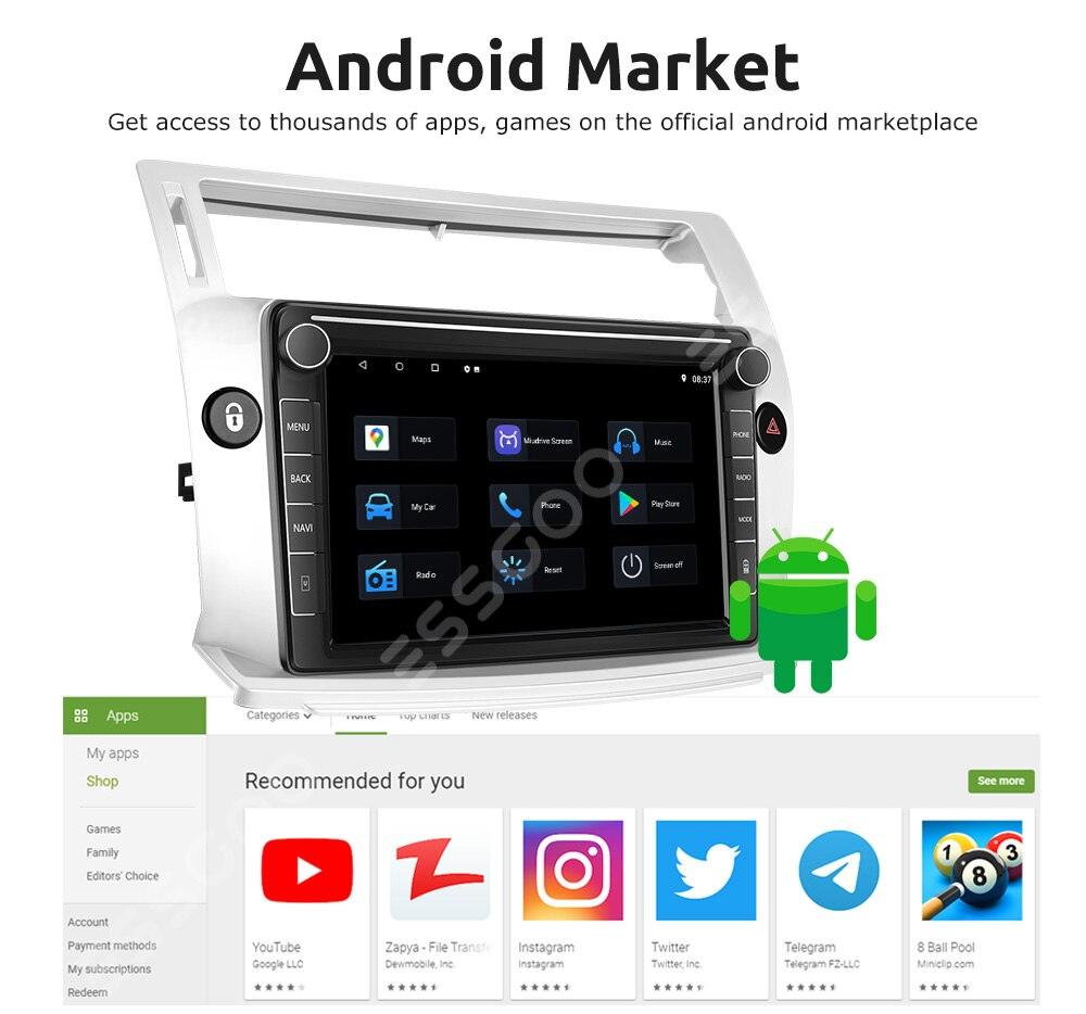 ESSGOO Car Stereo Citroen C4 Autoradio 2G 32G Carplay