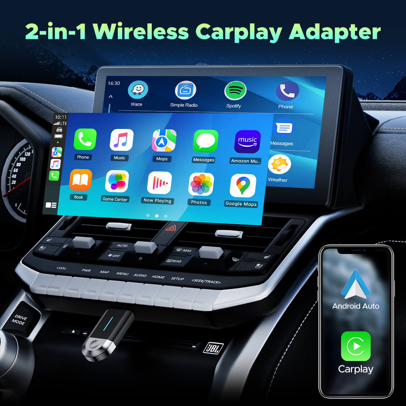 LAMTTO RC20 Adapter Wireless CarPlay Android 1 Pack