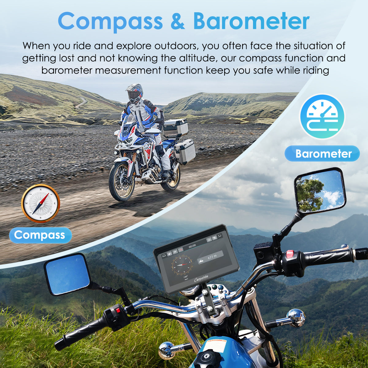 Carpuride Motorcycle Smart Stereo W502 Pro CarPlay-Display wasserdicht