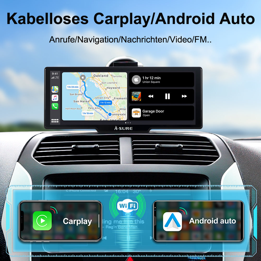 A-Sure Radio accessories 9,26 Zoll CarPlay Display 4K Dashcam