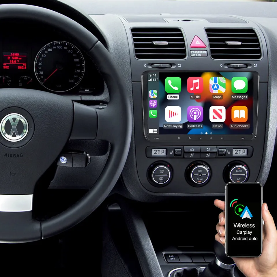A-Sure GPS Autoradio 9 Zoll 2+32GB für Golf 5 6 Passat