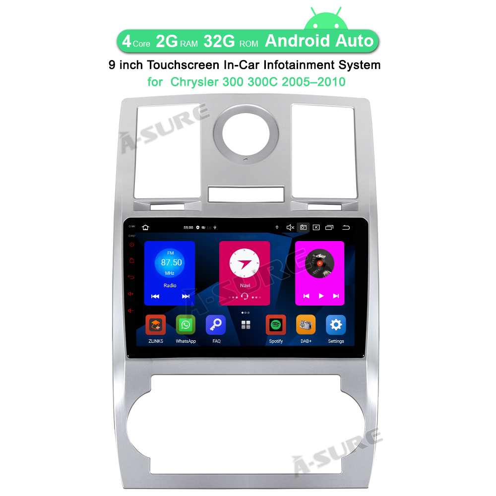 A-Sure GPS 9 Zoll Android Autoradio Chrysler 300 300C CarPlay