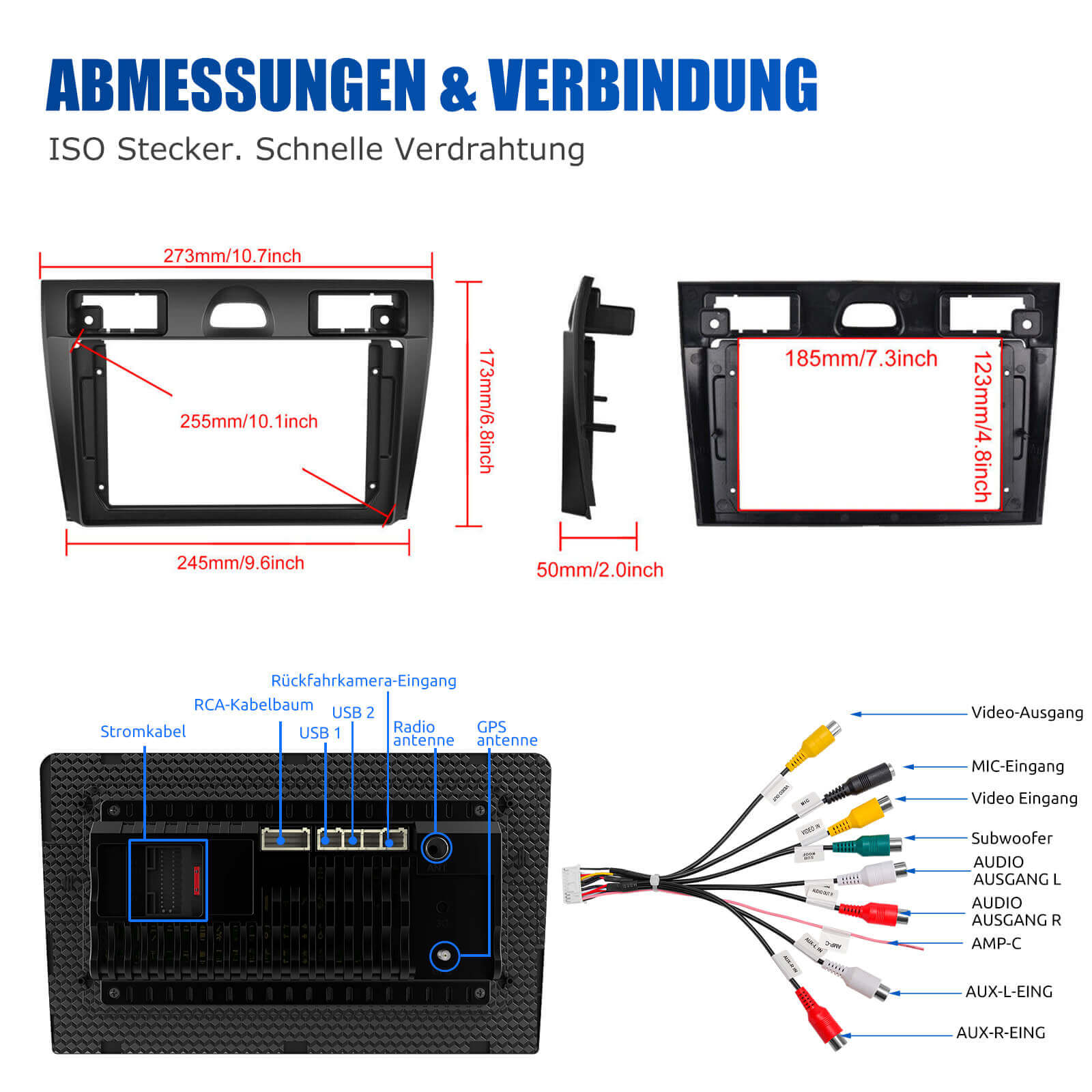 ESSGOO Car Stereo Autoradio 9 Zoll für Ford Fiesta