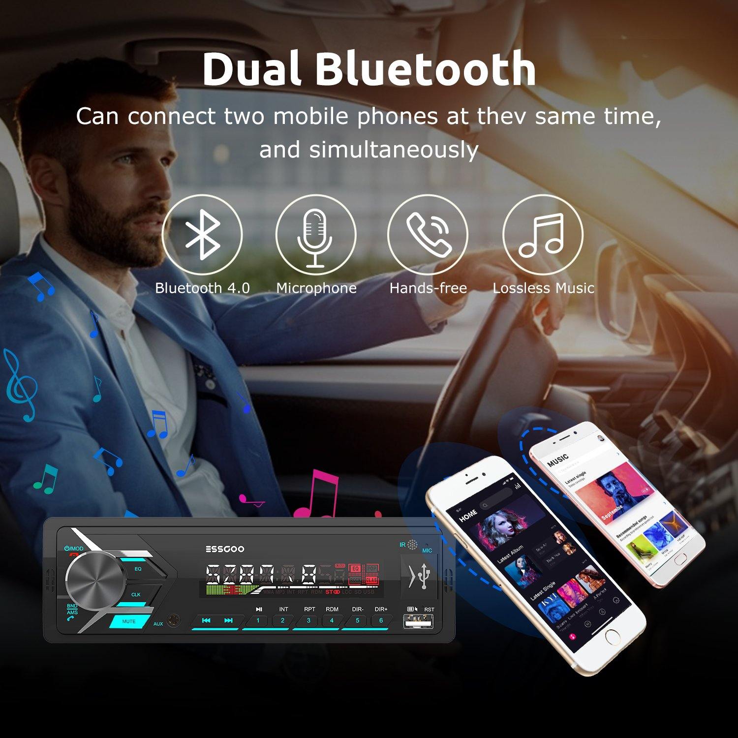 ESSGOO TS0003 1 DIN Bluetooth Autoradio MP3 RDS Standard