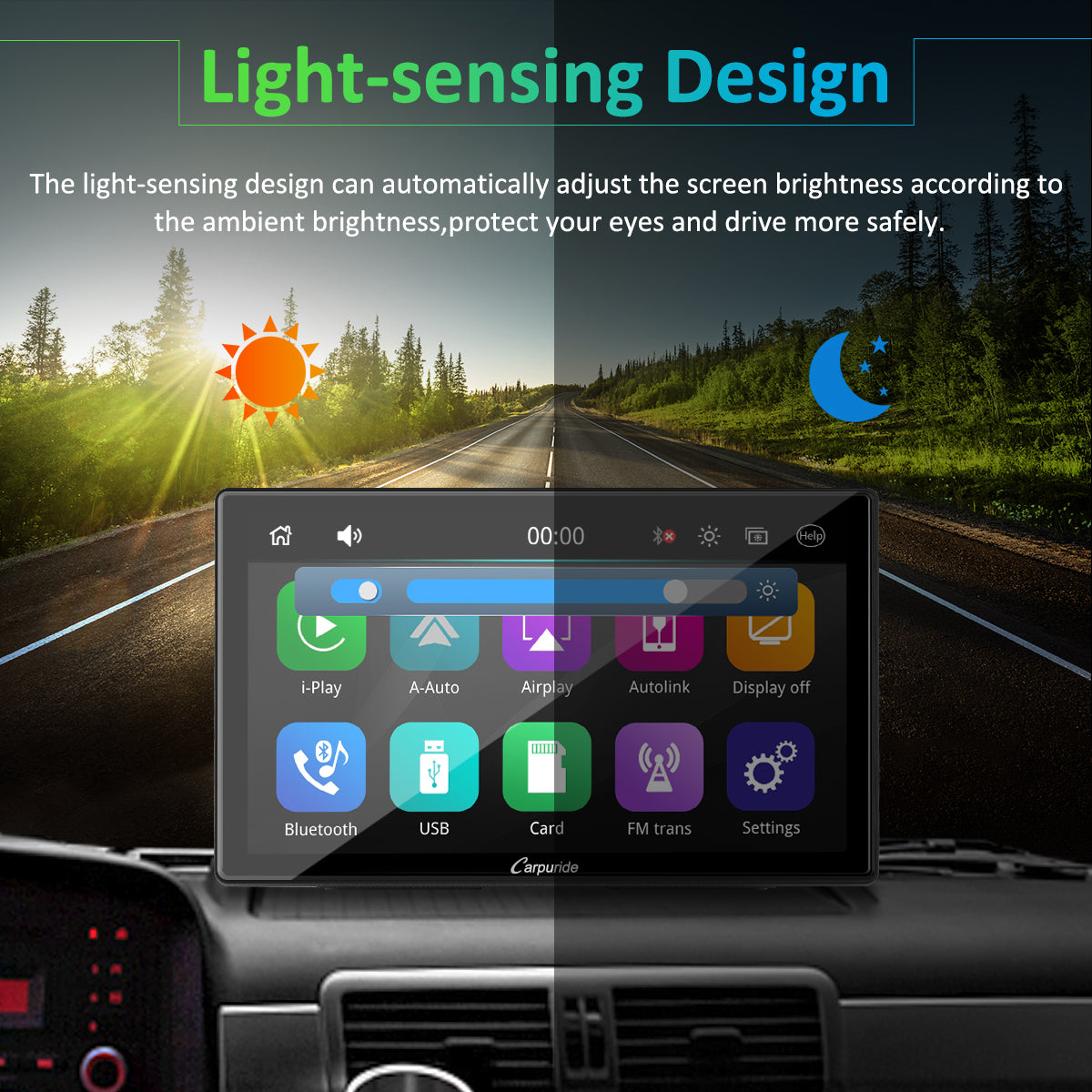 Carpuride Car Smart Stereo 9 Zoll CarPlay-Display Wireless Lichtsensor