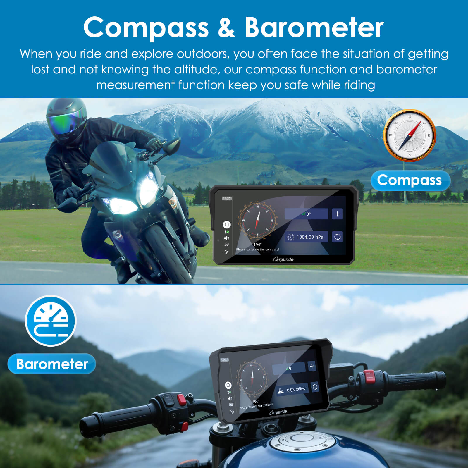 Carpuride W602S Pro CarPlay-Display 6 Zoll Motorrad ohne TPMS