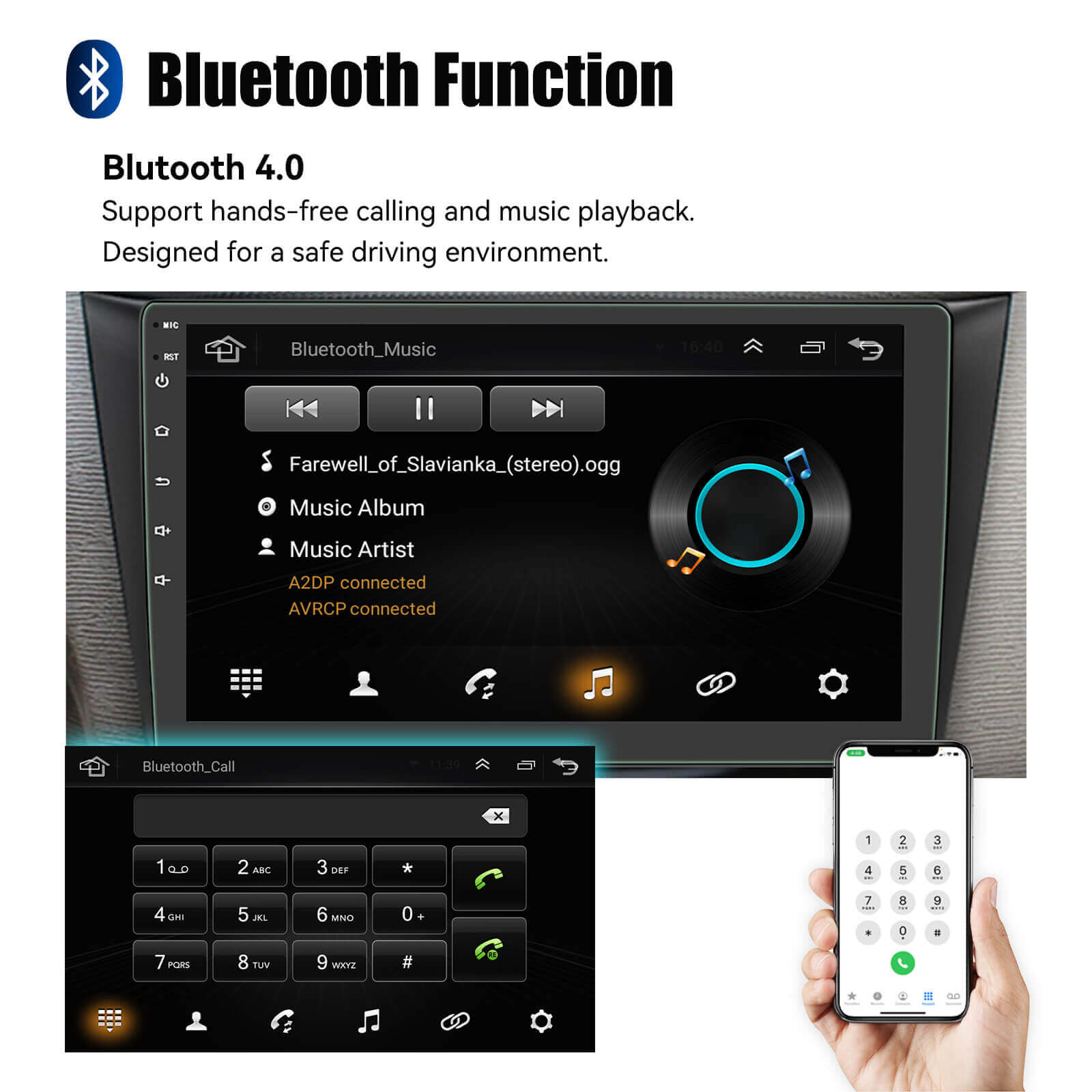 ESSGOO AR9001 2 DIN Autoradio Bluetooth RDS MP5 Player
