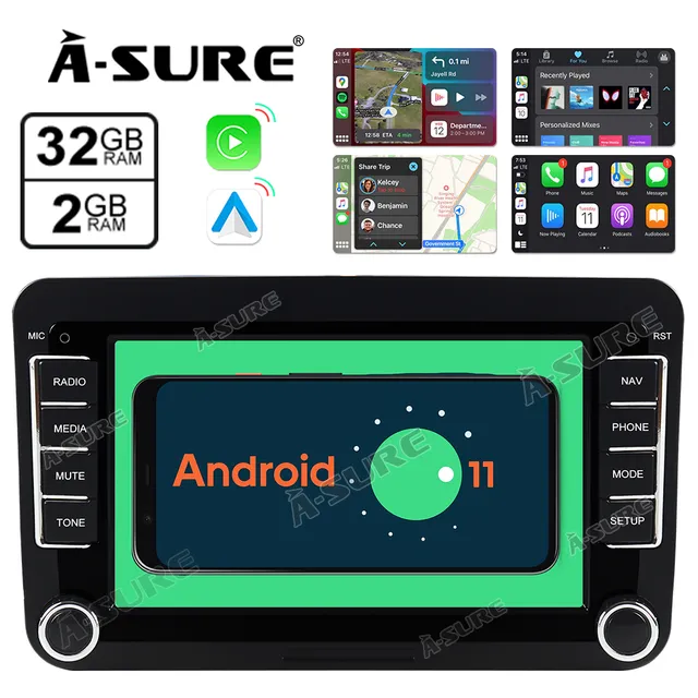 A-Sure GPS Autoradio 7 Zoll VW 2+32GB CarPlay