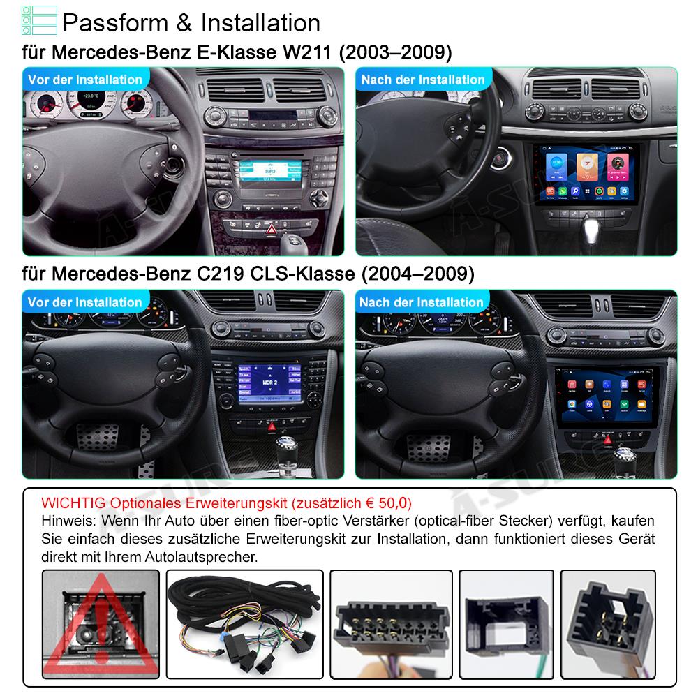 A-Sure GPS 9 Zoll Autoradio für W211 C219 mit 4G 64GB