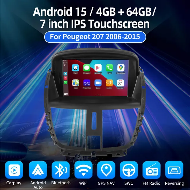 ESSGOO AR7001 MP5 Autoradio 7 Zoll für Peugeot 207 Android