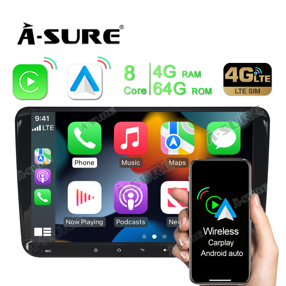 A-Sure GPS car radios 9 Zoll 4+64GB Autoradio Passat Polo Touran