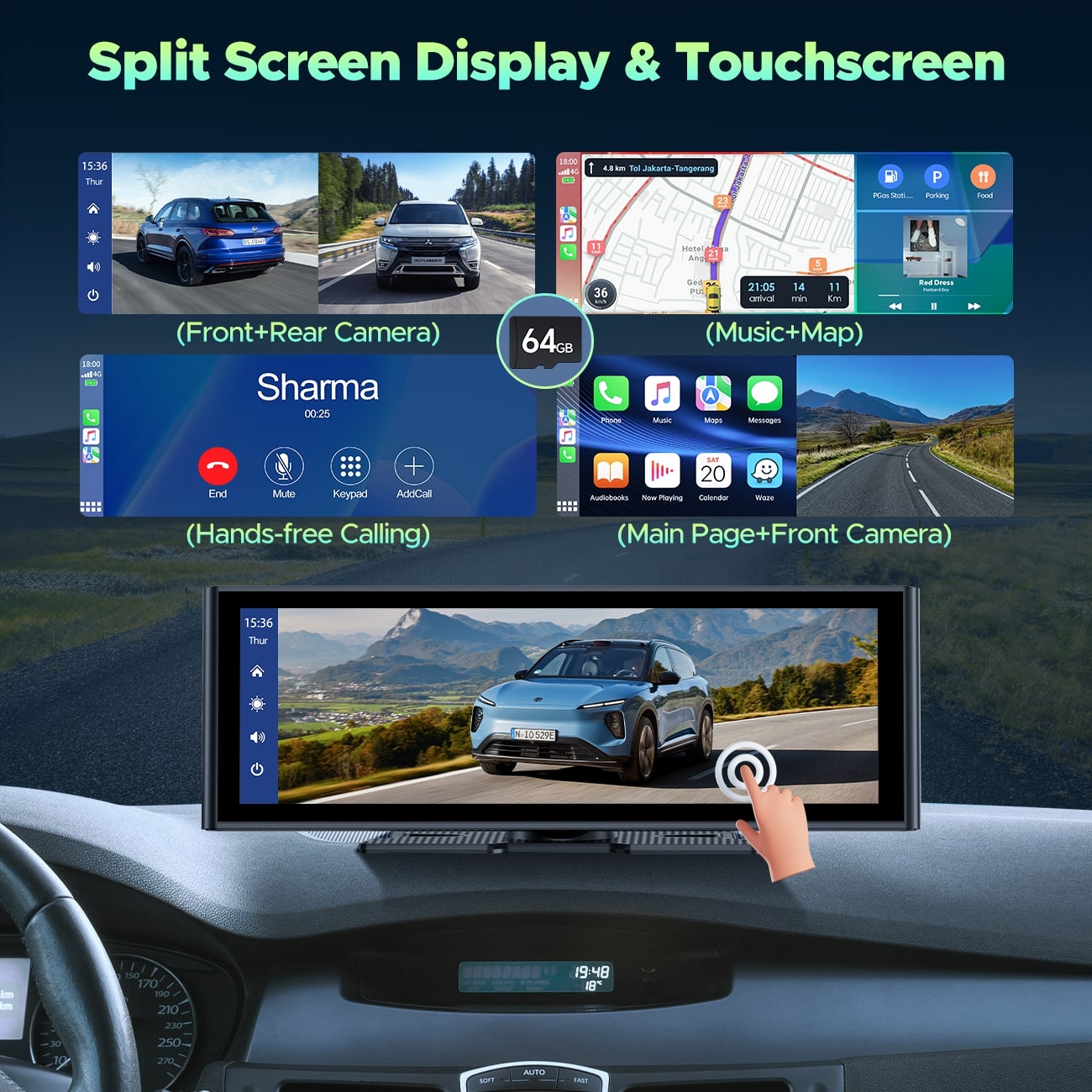 LAMTTO Carplay RC14 9,26 Zoll CarPlay-Display 4K Dashcam