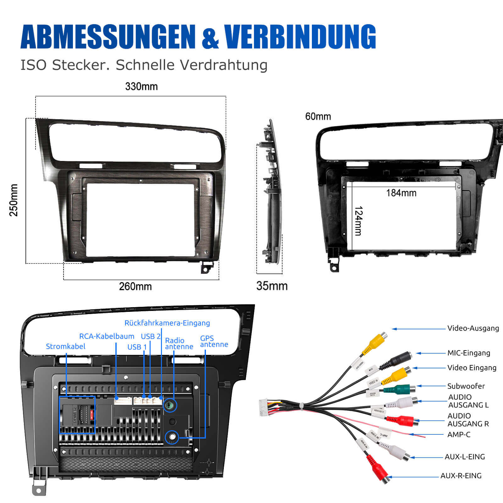 ESSGOO Car Stereo Golf 7 Autoradio 10 Zoll Standard Touchscreen