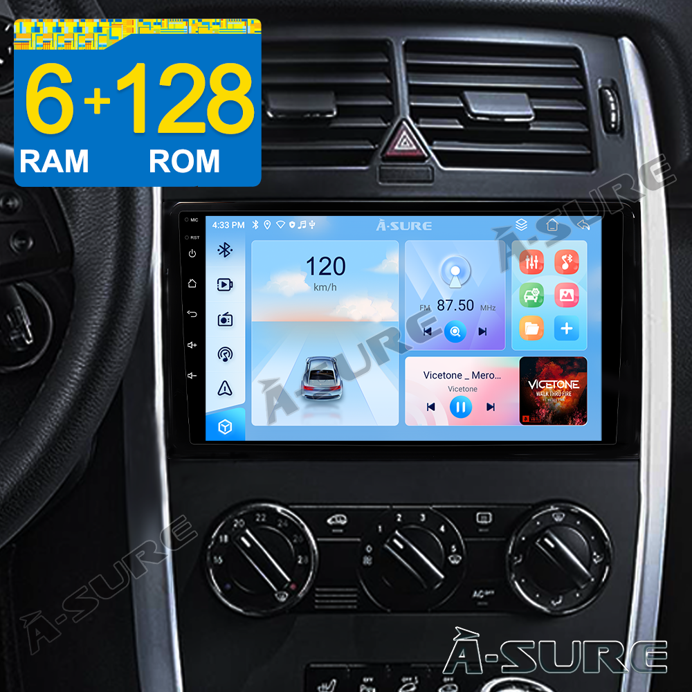 A-Sure GPS car radios 9 Zoll Android 15 Autoradio Mercedes 6+128GB